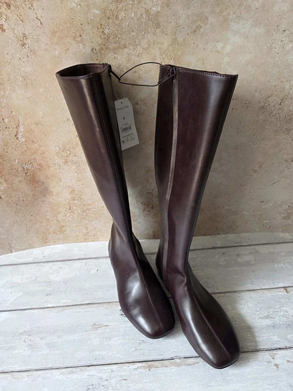 Time and Tru Women's Over-the-Knee Leather Boots in Dark Brown